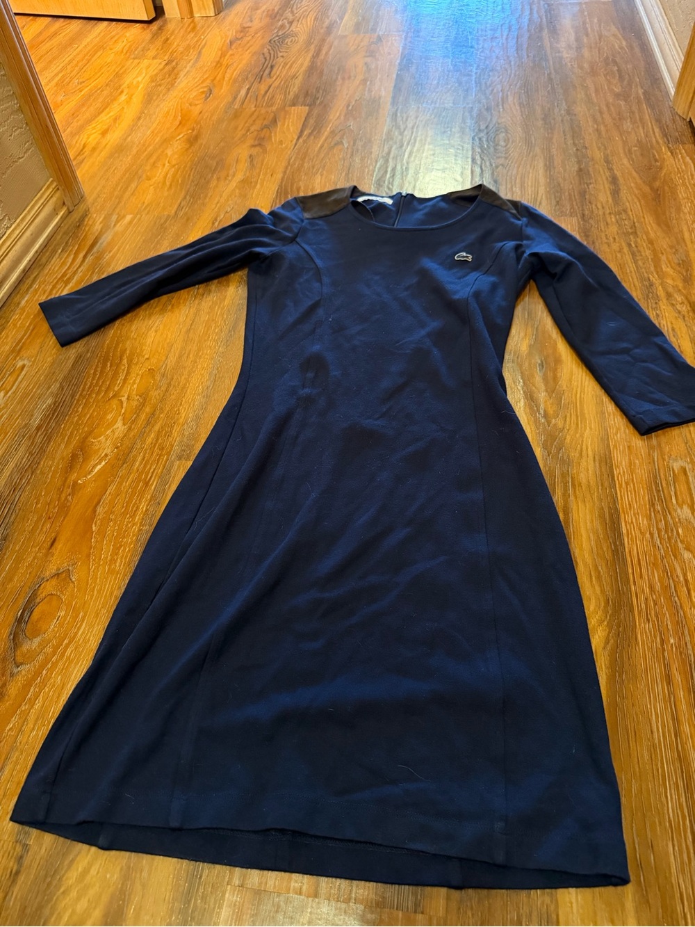 Lacoste Dark Navy Three-Quarter Sleeve Fit-and-Flare Dress